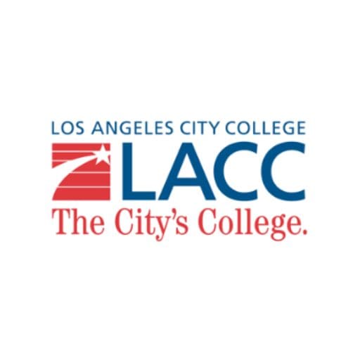 A red and blue logo for los angeles city college.