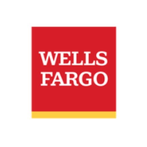 A red and yellow logo for wells fargo.