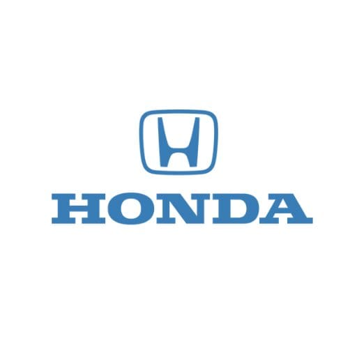 A blue and white logo of honda